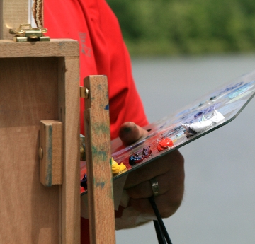 Detail of easel and palette